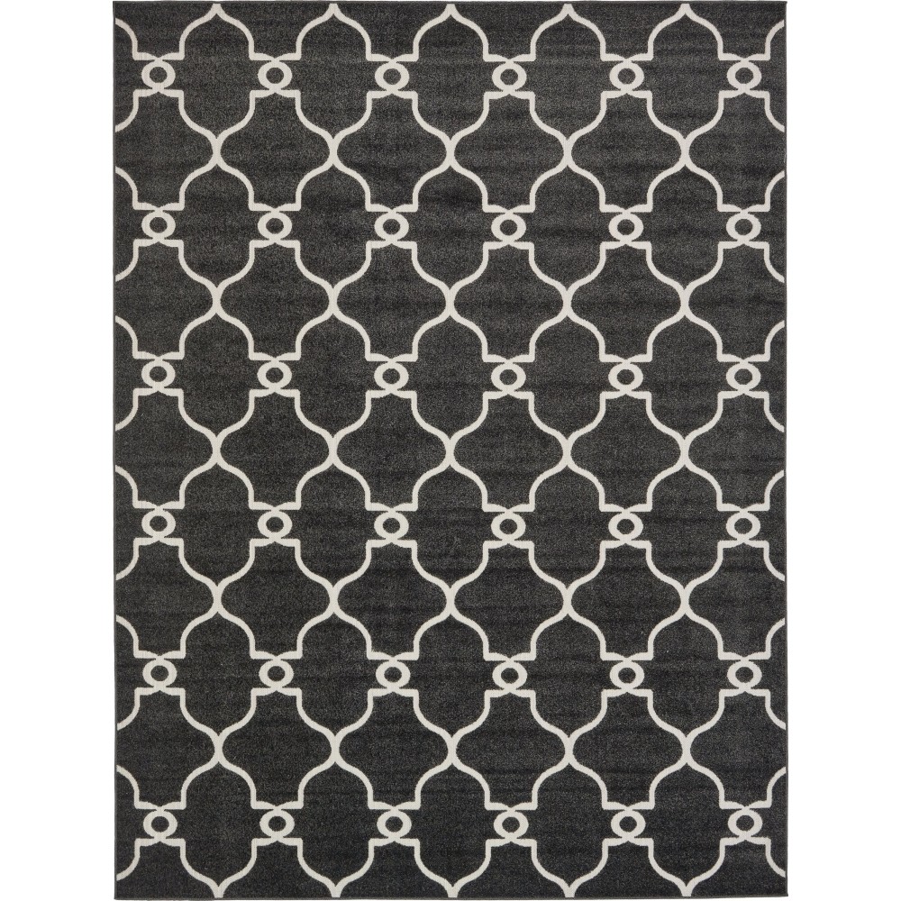 Rug Unique Loom Outdoor Trellis Black Rectangular 9' 0 x 12' 0