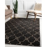 Rug Unique Loom Outdoor Trellis Black Rectangular 9' 0 x 12' 0