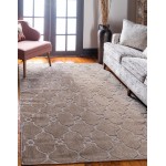 Rug Unique Loom Outdoor Trellis Light Brown Rectangular 9' 0 x 12' 0