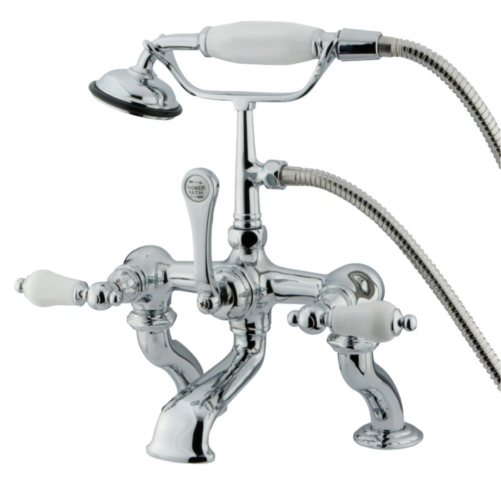 Kingston Brass Vintage 7-Inch Deck Mount Tub Faucet with Hand Shower, Polished Chrome