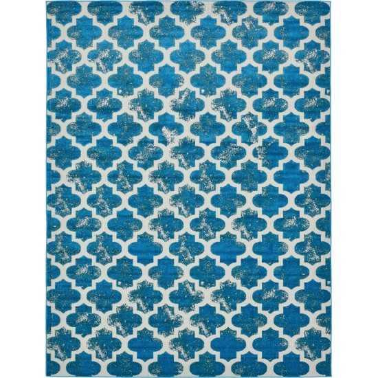 Rug Unique Loom Outdoor Trellis Turquoise Rectangular 9' 0 x 12' 0