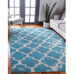 Rug Unique Loom Outdoor Trellis Turquoise Rectangular 9' 0 x 12' 0