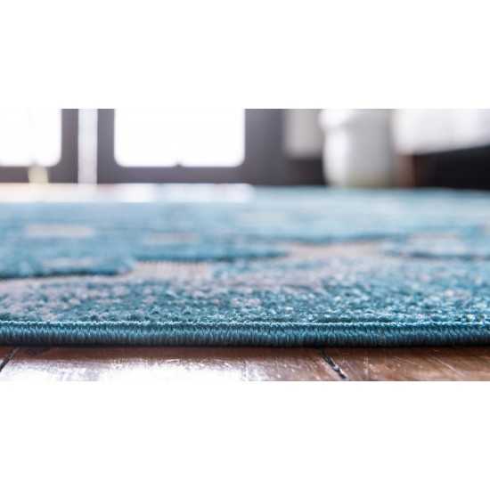 Rug Unique Loom Outdoor Trellis Turquoise Rectangular 9' 0 x 12' 0