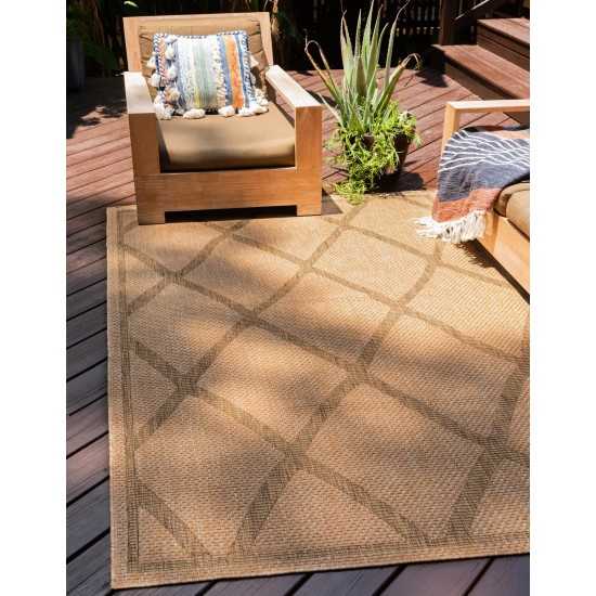 Rug Unique Loom Outdoor Trellis Light Brown Rectangular 8' 0 x 11' 4