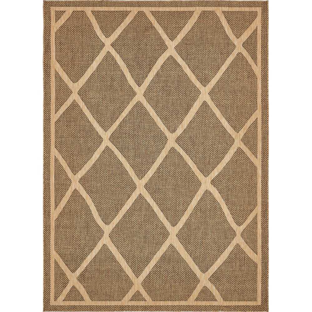 Rug Unique Loom Outdoor Trellis Brown Rectangular 8' 0 x 11' 4