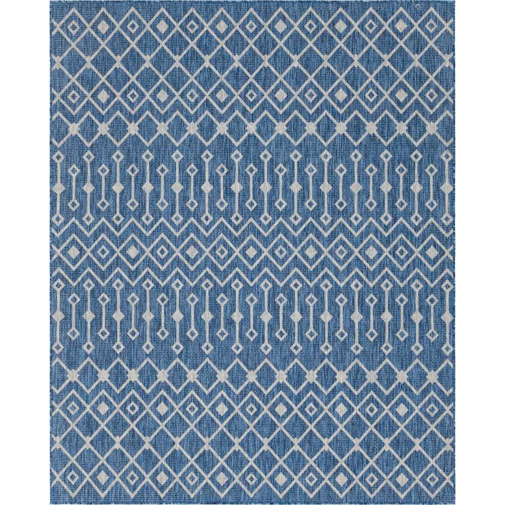 Rug Unique Loom Outdoor Trellis Blue Rectangular 8' 0 x 10' 0