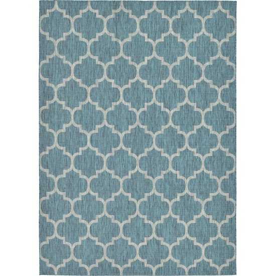 Rug Unique Loom Outdoor Trellis Teal Rectangular 8' 0 x 11' 4