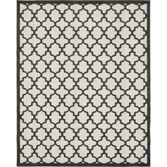 Rug Unique Loom Outdoor Trellis Black Rectangular 8' 0 x 10' 0