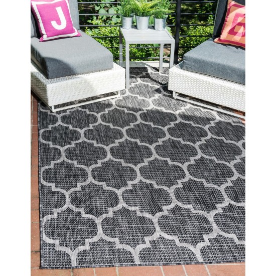 Rug Unique Loom Outdoor Trellis Black Rectangular 8' 0 x 11' 4