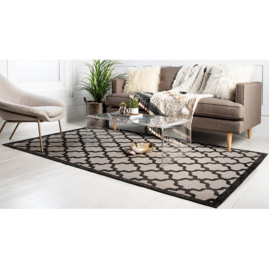 Rug Unique Loom Outdoor Trellis Black Rectangular 8' 0 x 10' 0