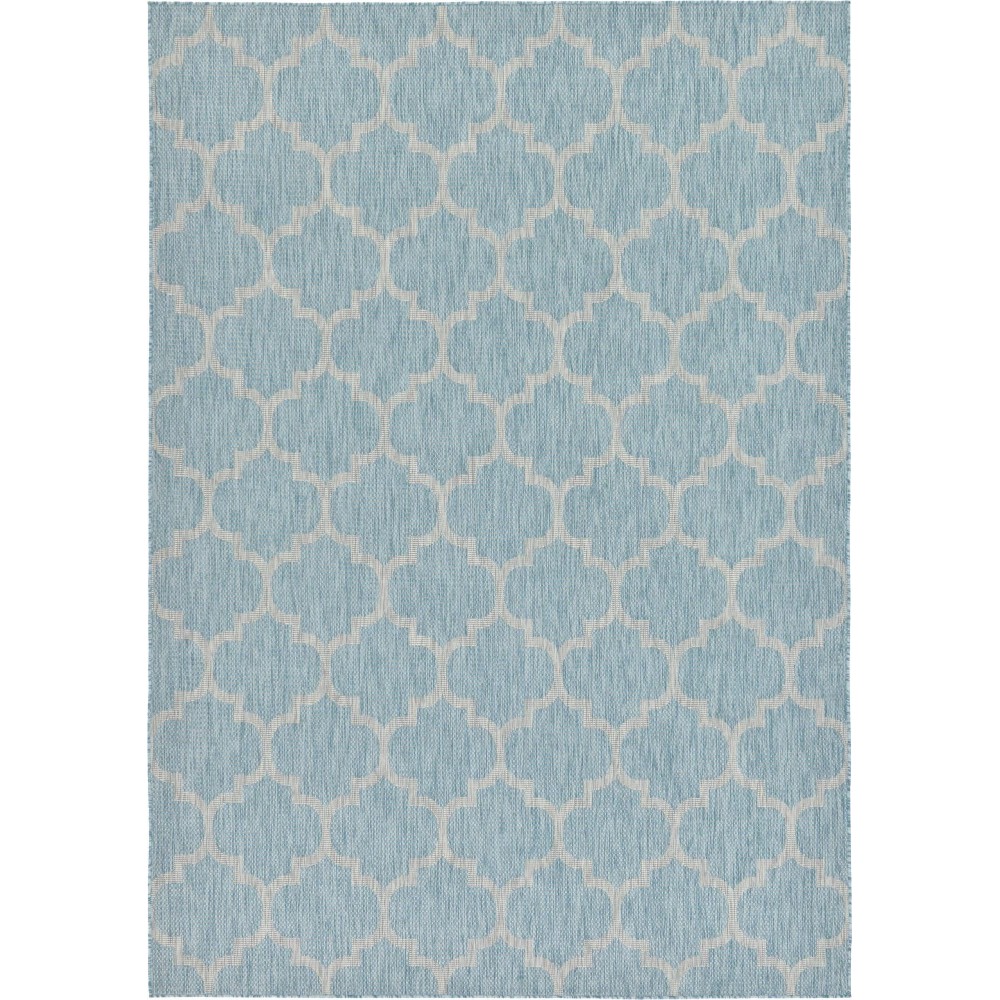 Rug Unique Loom Outdoor Trellis Aquamarine Rectangular 8' 0 x 11' 4