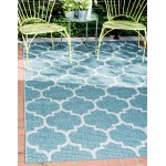 Rug Unique Loom Outdoor Trellis Aquamarine Rectangular 8' 0 x 11' 4