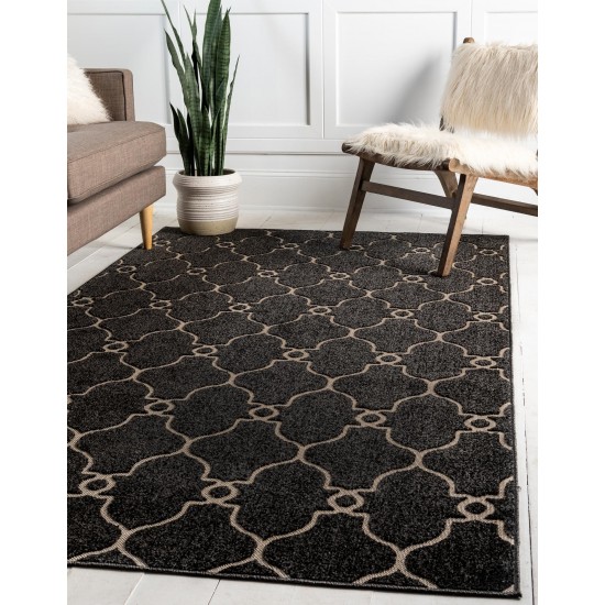 Rug Unique Loom Outdoor Trellis Black Rectangular 8' 0 x 10' 0