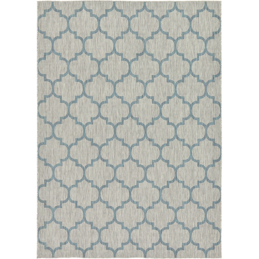 Rug Unique Loom Outdoor Trellis Blue Rectangular 8' 0 x 11' 4