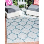 Rug Unique Loom Outdoor Trellis Blue Rectangular 8' 0 x 11' 4