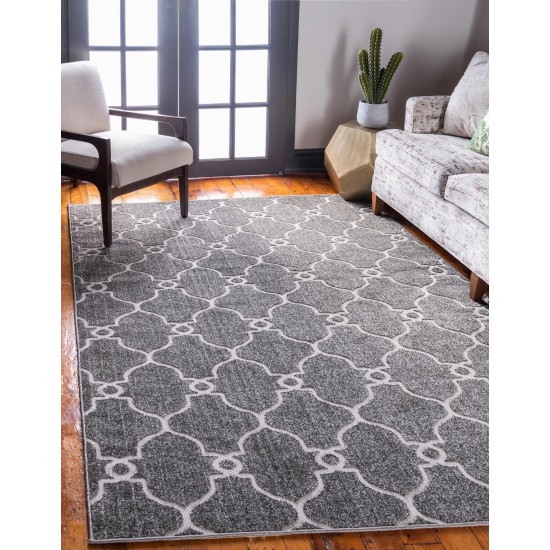 Rug Unique Loom Outdoor Trellis Gray Rectangular 8' 0 x 10' 0