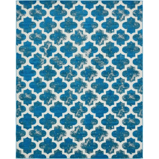 Rug Unique Loom Outdoor Trellis Turquoise Rectangular 8' 0 x 10' 0