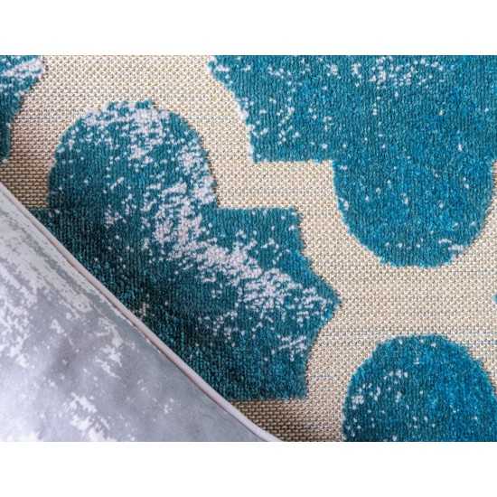 Rug Unique Loom Outdoor Trellis Turquoise Rectangular 8' 0 x 10' 0