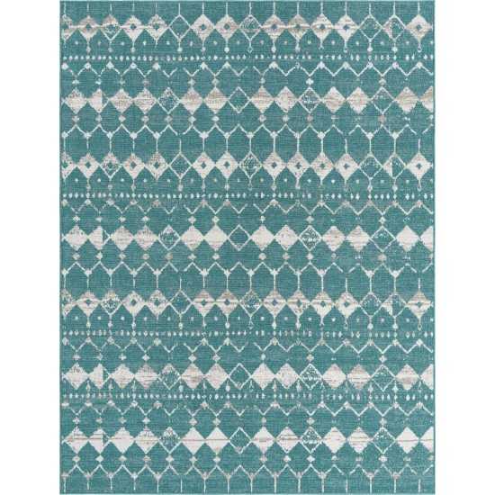 Rug Unique Loom Outdoor Trellis Teal Rectangular 7' 10 x 10' 0