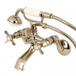 Kingston Brass Essex Wall Mount Clawfoot Tub Faucet with Hand Shower, Polished Nickel