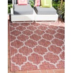 Rug Unique Loom Outdoor Trellis Rust Red Rectangular 7' 0 x 10' 0