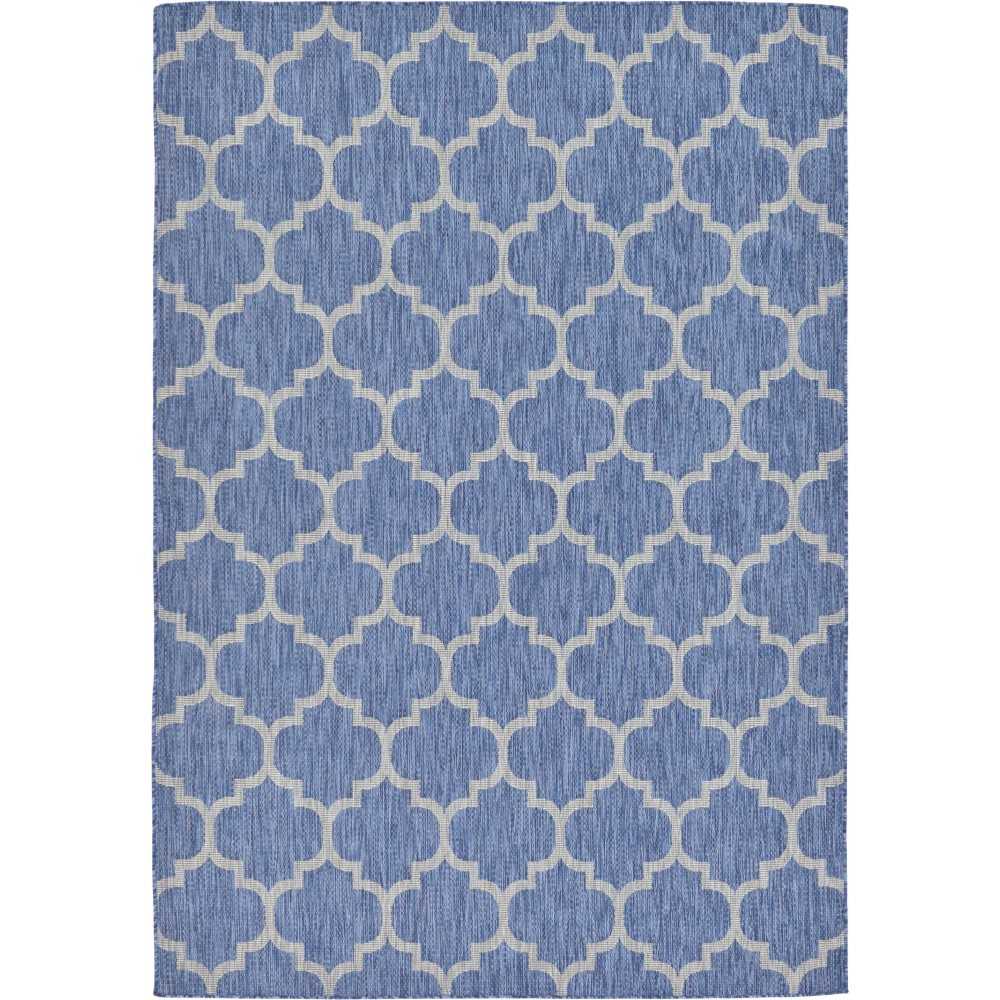 Rug Unique Loom Outdoor Trellis Navy Blue Rectangular 7' 0 x 10' 0