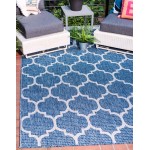 Rug Unique Loom Outdoor Trellis Navy Blue Rectangular 7' 0 x 10' 0