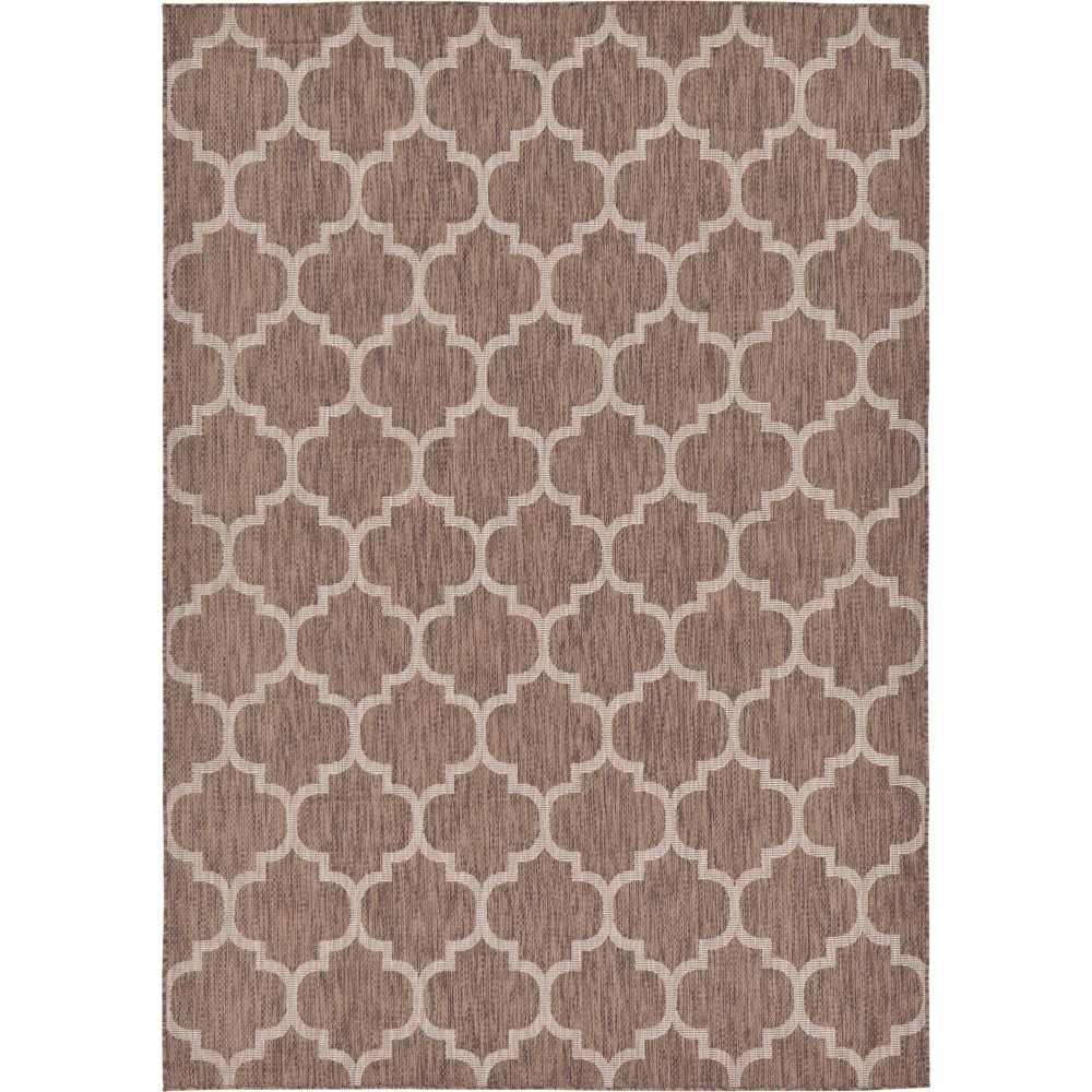 Rug Unique Loom Outdoor Trellis Brown Rectangular 7' 0 x 10' 0