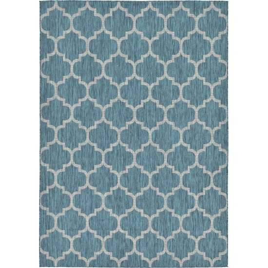 Rug Unique Loom Outdoor Trellis Teal Rectangular 7' 0 x 10' 0