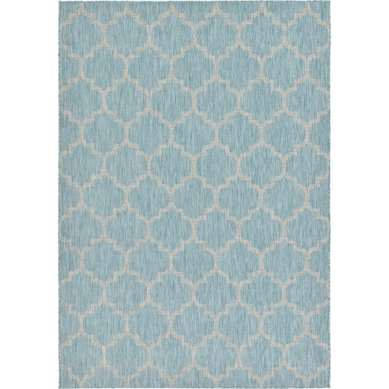 Rug Unique Loom Outdoor Trellis Aquamarine Rectangular 7' 0 x 10' 0