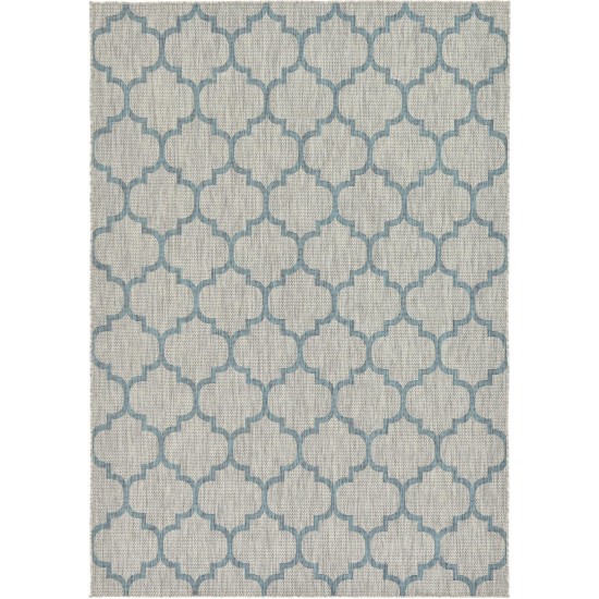 Rug Unique Loom Outdoor Trellis Blue Rectangular 7' 0 x 10' 0