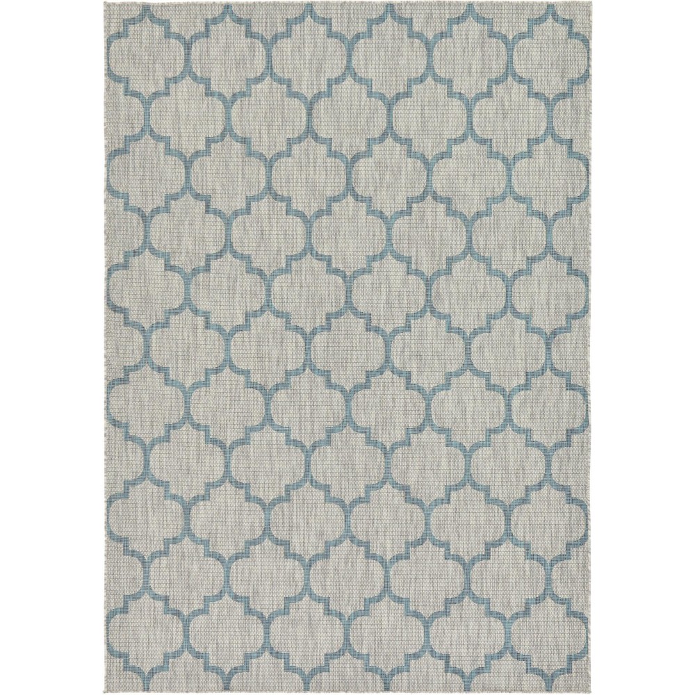 Rug Unique Loom Outdoor Trellis Blue Rectangular 7' 0 x 10' 0