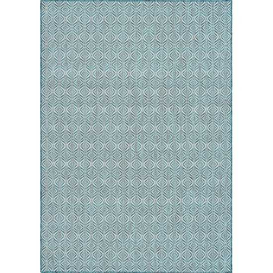 Rug Unique Loom Outdoor Trellis Teal Rectangular 7' 0 x 10' 0