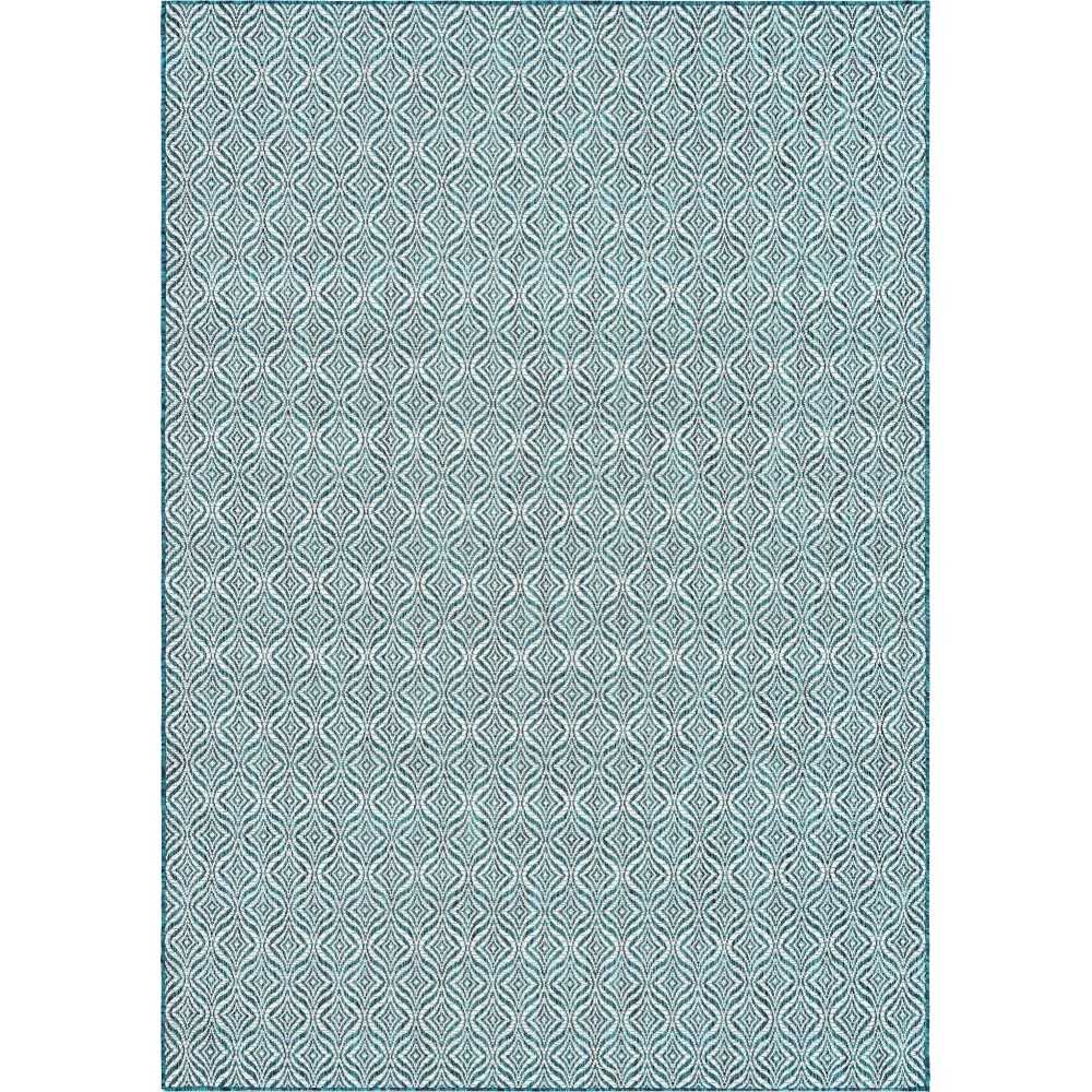 Rug Unique Loom Outdoor Trellis Teal Rectangular 7' 0 x 10' 0