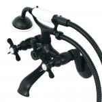Kingston Brass Essex Wall Mount Clawfoot Tub Faucet with Hand Shower, Matte Black