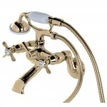 Kingston Brass Essex Wall Mount Clawfoot Tub Faucet with Hand Shower, Polished Brass