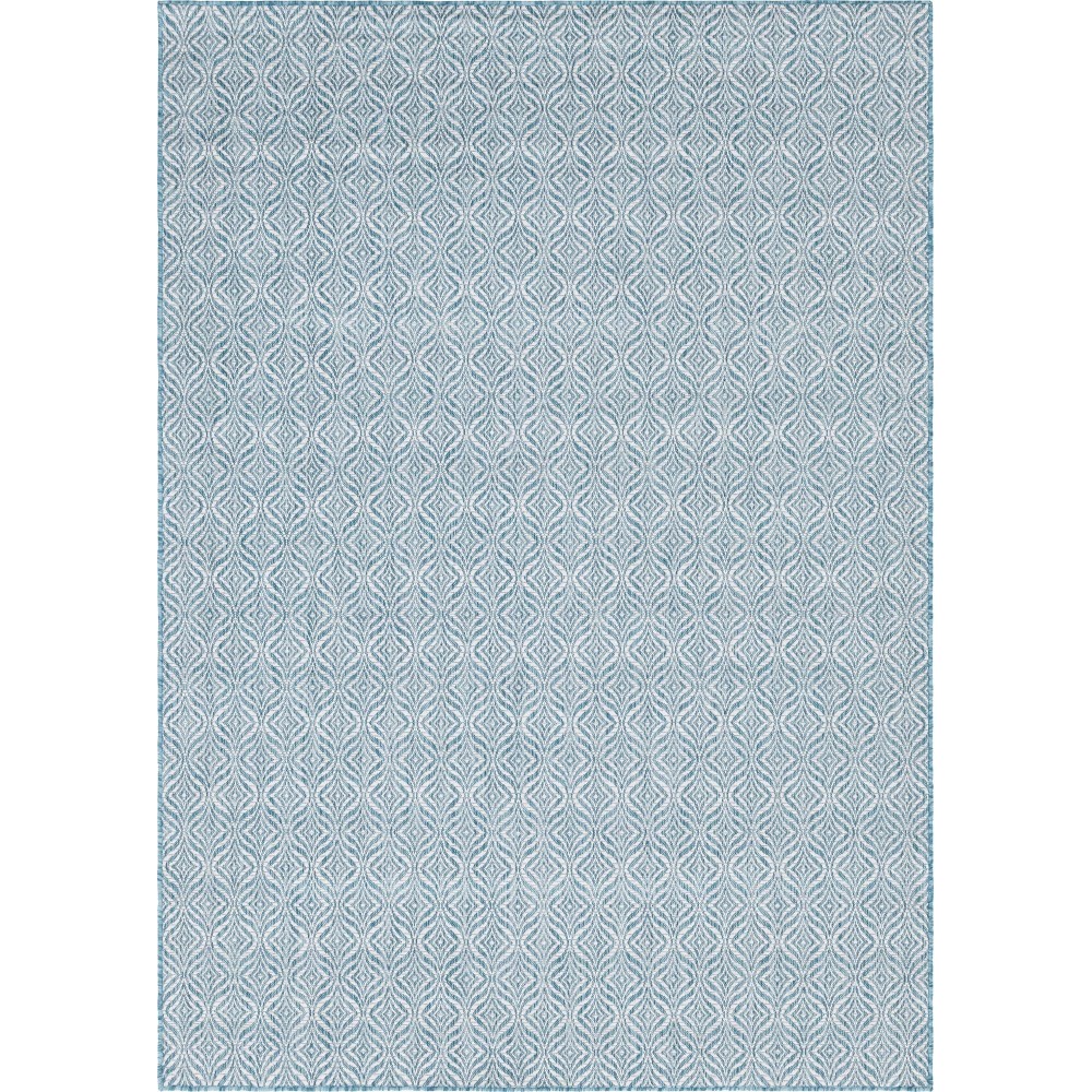 Rug Unique Loom Outdoor Trellis Blue Rectangular 7' 0 x 10' 0