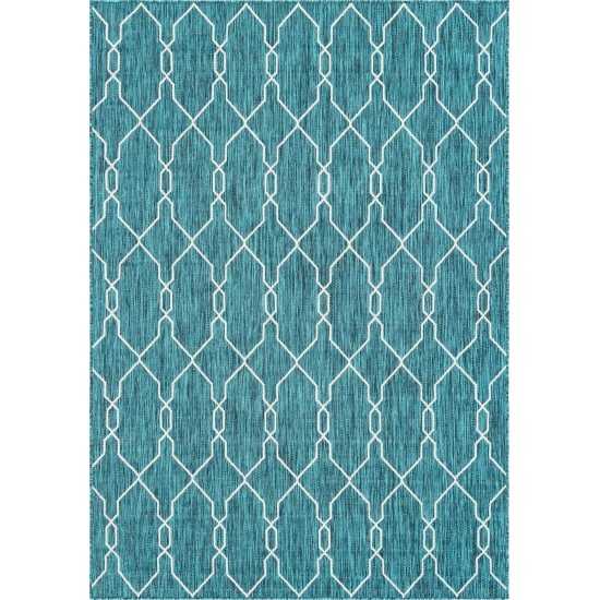 Rug Unique Loom Outdoor Trellis Teal Rectangular 7' 0 x 10' 0