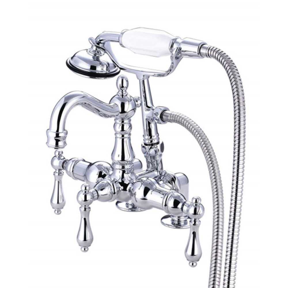 Kingston Brass Vintage 3-3/8-Inch Deck Mount Clawfoot Tub Faucet with Hand Shower, Polished Chrome