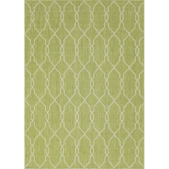 Rug Unique Loom Outdoor Trellis Green Rectangular 7' 0 x 10' 0