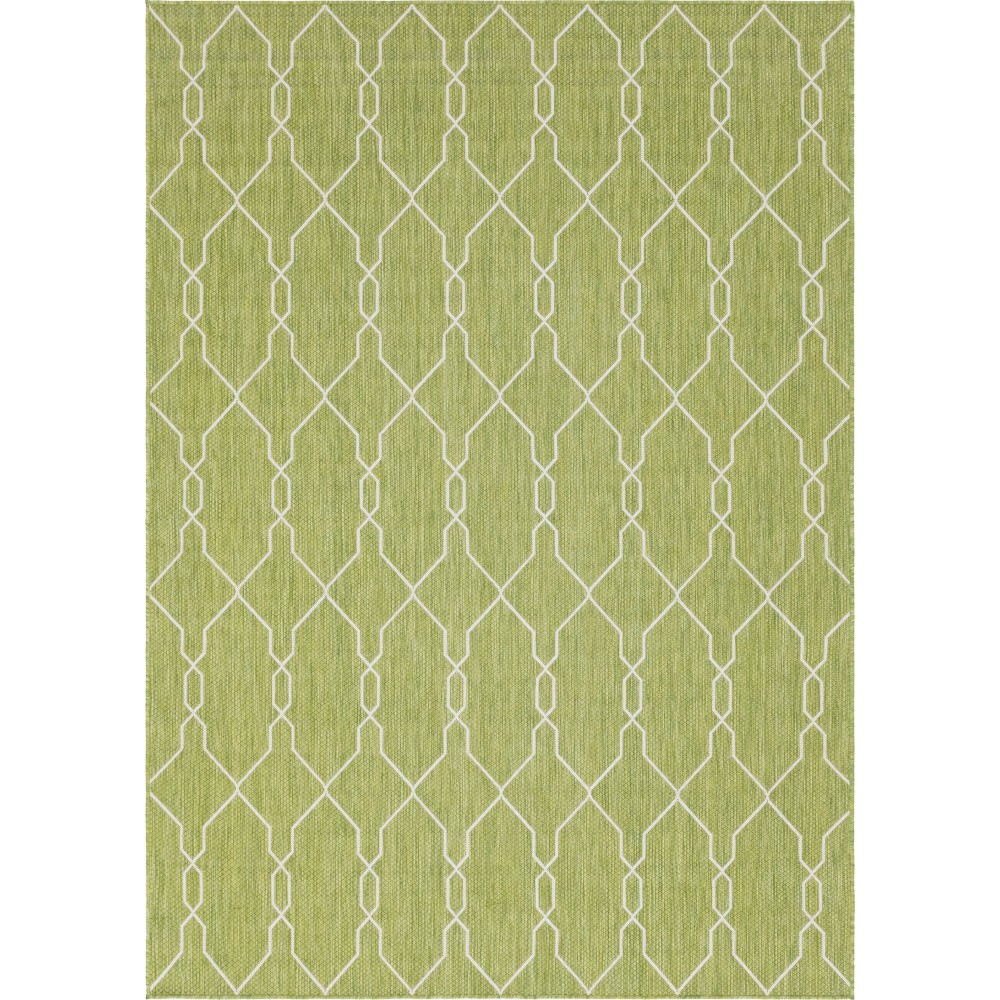 Rug Unique Loom Outdoor Trellis Green Rectangular 7' 0 x 10' 0