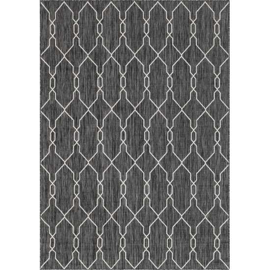 Rug Unique Loom Outdoor Trellis Charcoal Rectangular 7' 0 x 10' 0