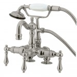 Kingston Brass Vintage 3-3/8-Inch Deck Mount Clawfoot Tub Faucet with Hand Shower, Brushed Nickel