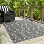 Rug Unique Loom Outdoor Trellis Charcoal Rectangular 7' 0 x 10' 0