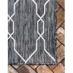 Rug Unique Loom Outdoor Trellis Charcoal Rectangular 7' 0 x 10' 0