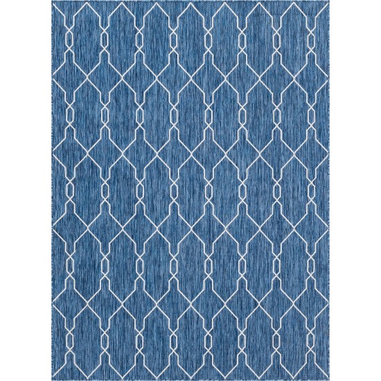 Rug Unique Loom Outdoor Trellis Navy Blue Rectangular 7' 0 x 10' 0