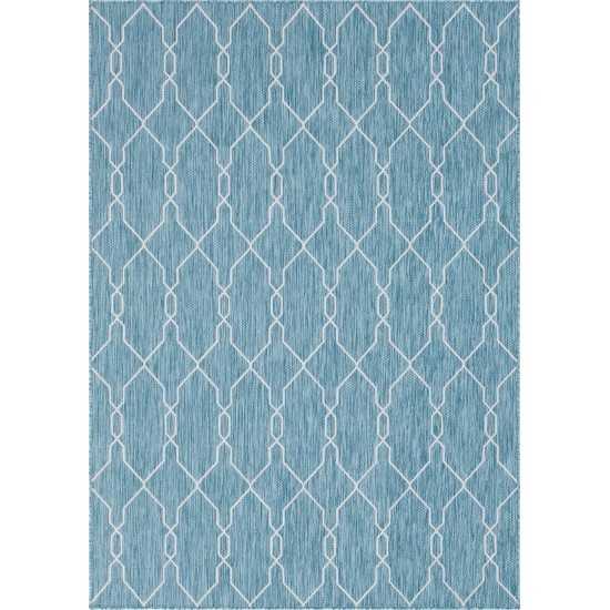 Rug Unique Loom Outdoor Trellis Blue Rectangular 7' 0 x 10' 0