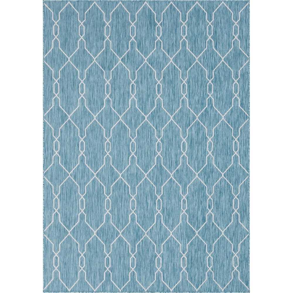 Rug Unique Loom Outdoor Trellis Blue Rectangular 7' 0 x 10' 0 Rug Unique Loom Outdoor Trellis Blue Rectangular 7' 0 x 10' 0