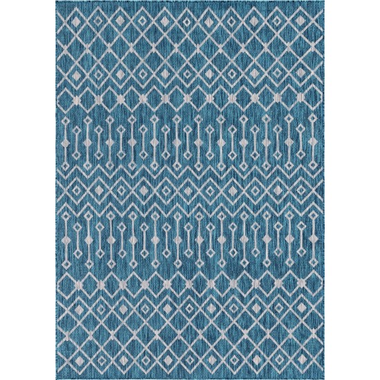 Rug Unique Loom Outdoor Trellis Teal Rectangular 7' 0 x 10' 0