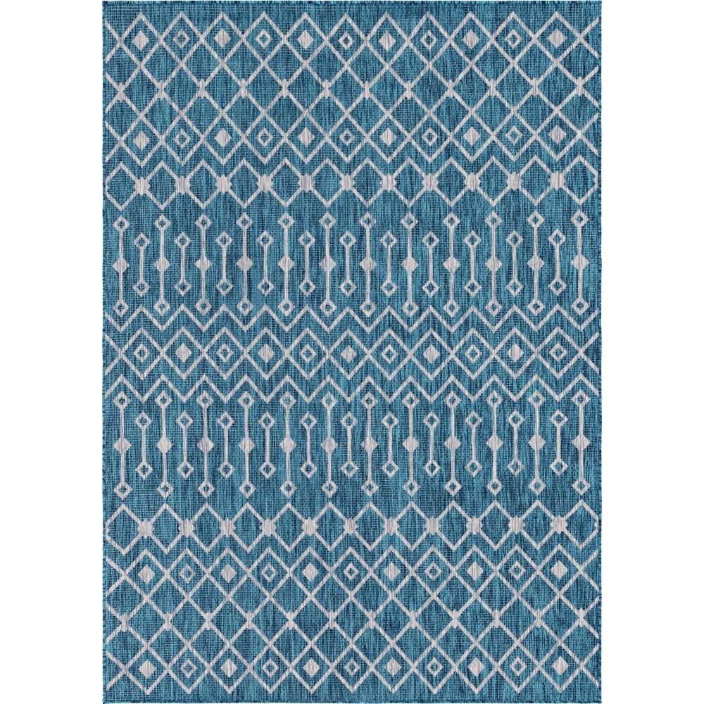 Rug Unique Loom Outdoor Trellis Teal Rectangular 7' 0 x 10' 0 Rug Unique Loom Outdoor Trellis Teal Rectangular 7' 0 x 10' 0